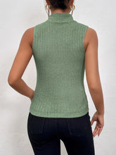 Mock Neck Ribbed Knit Tank Top